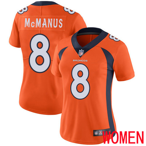 Women Denver Broncos #8 Brandon McManus Orange Team Color Vapor Untouchable Limited Player Football NFL Jersey